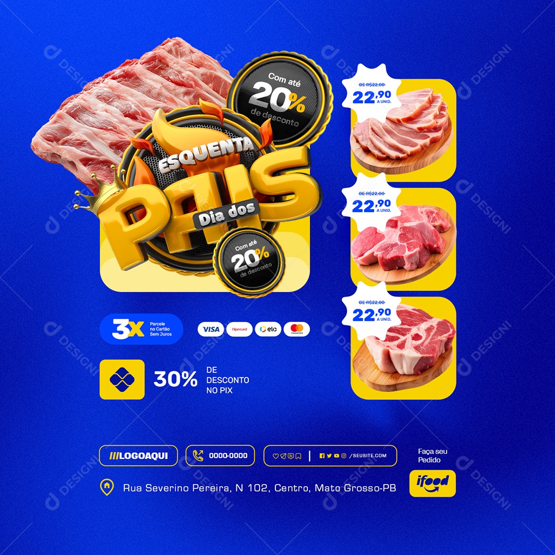 Esquenta Dia dos Pais Descontos Social Media PSD Editável