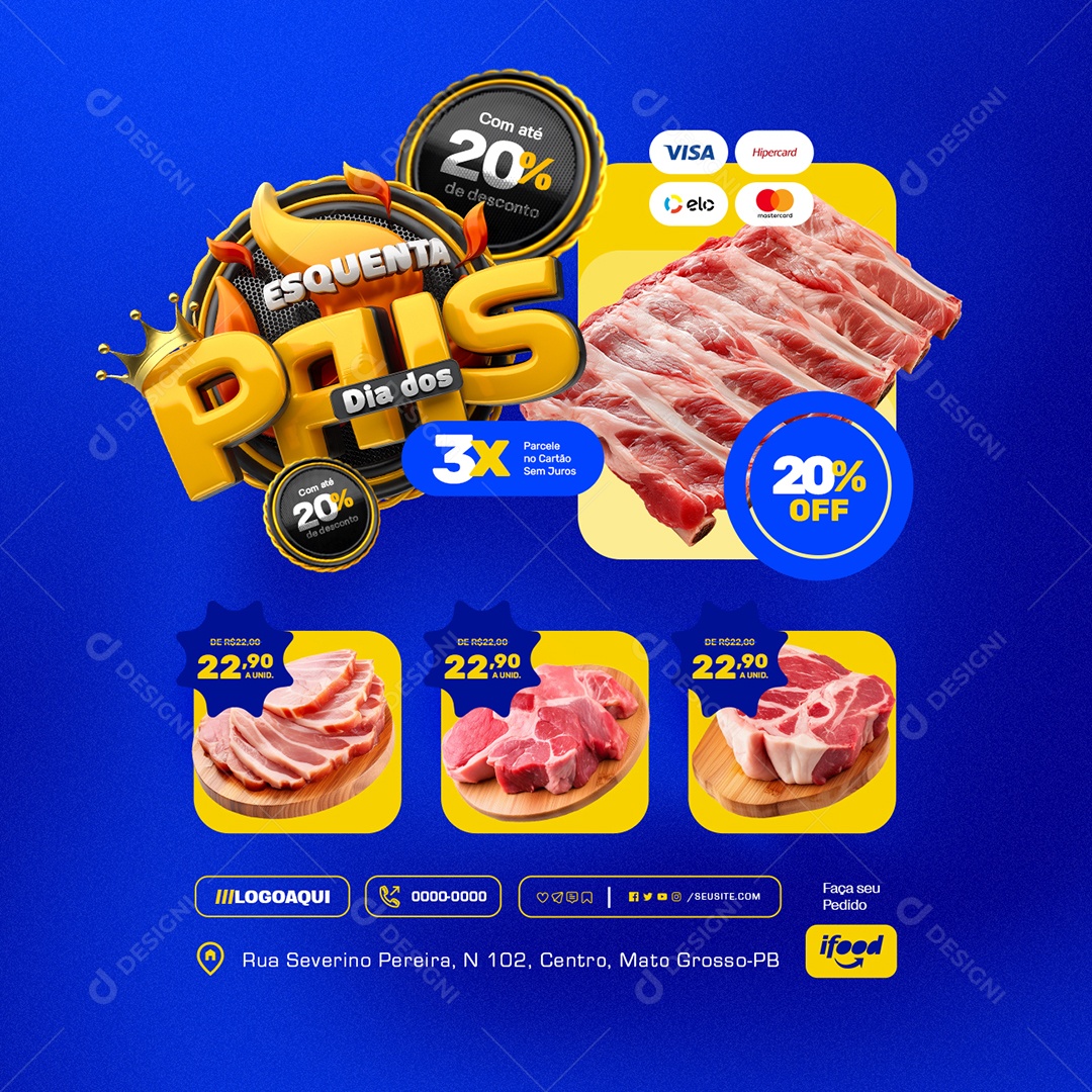 Esquenta Dia dos Pais Carnes Social Media PSD Editável