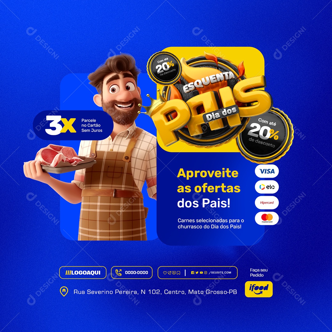 Esquenta Dia dos Pais Aproveite as Ofertas Social Media PSD Editável