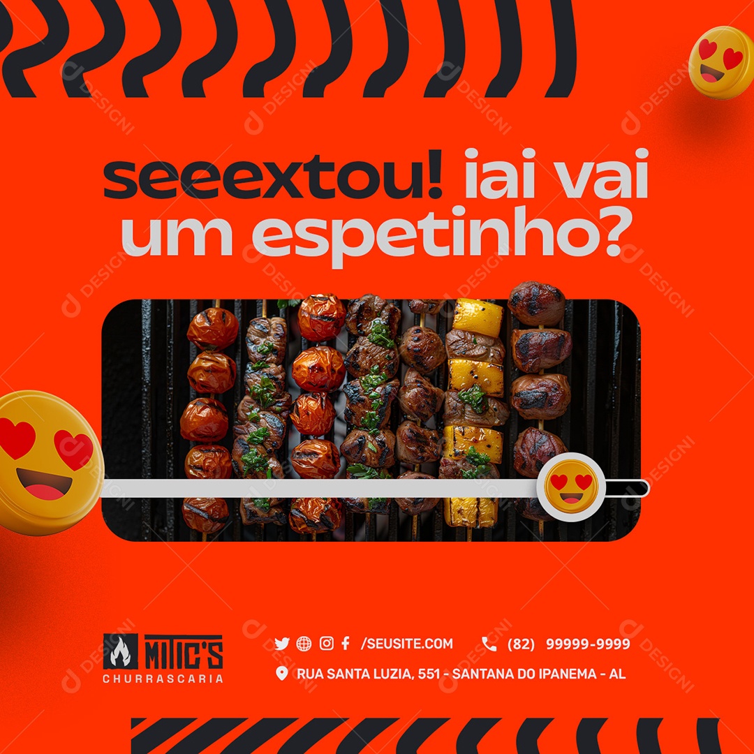 Sextou aii vai um Espetinho Social Media PSD Editável