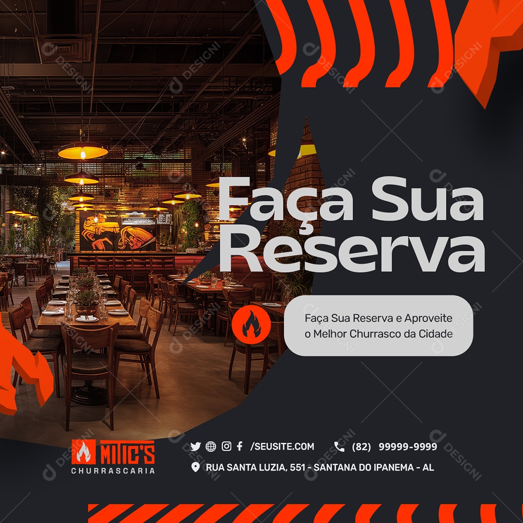 Faça sua Reserva e Aproveite o Melhor Churrasco Social Media PSD Editável