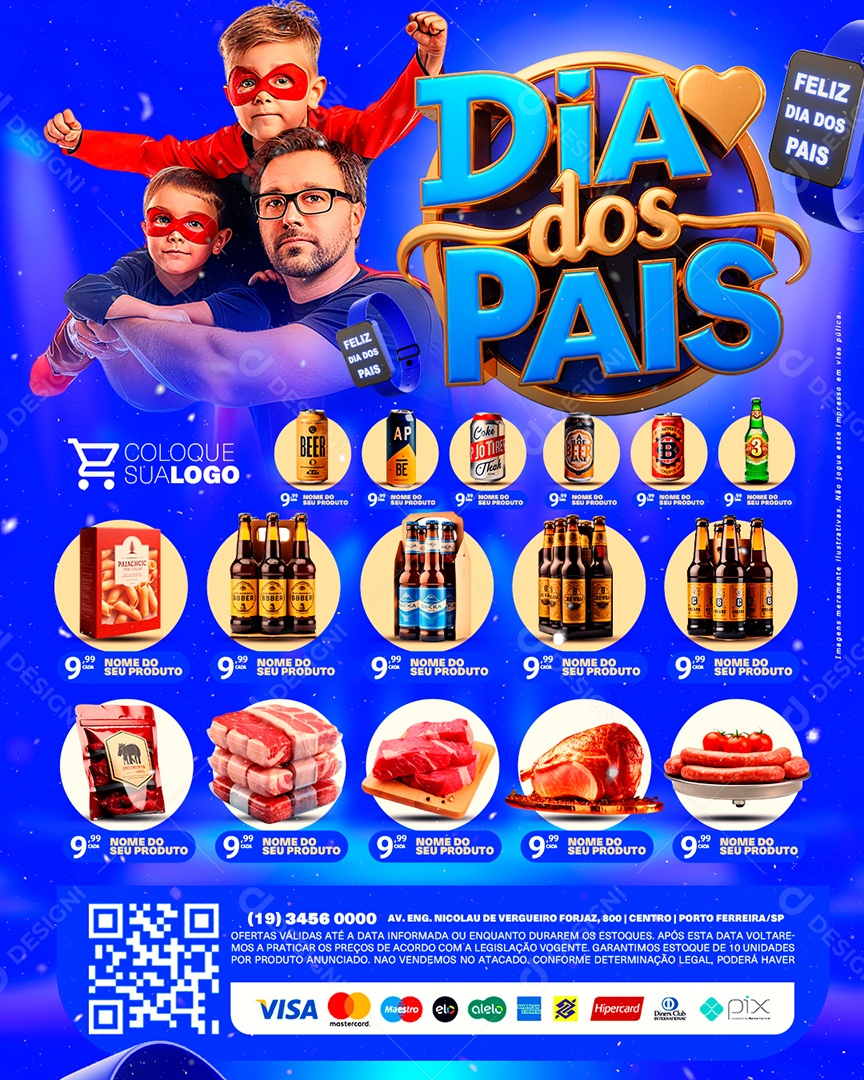 Tabloide Dia dos Pais Bebidas e Alimento Social Media PSD Editável