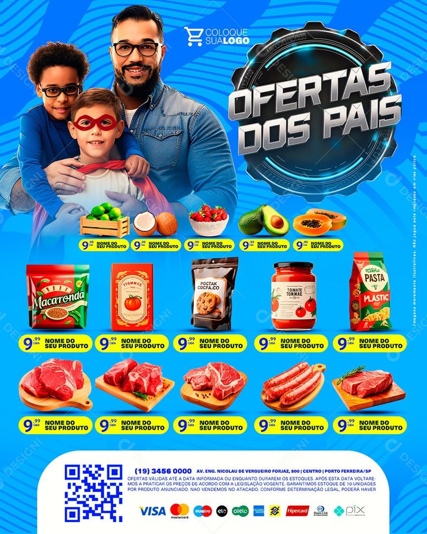 Tabloide Ofertas dos Pais Alimentos Social Media PSD Editável