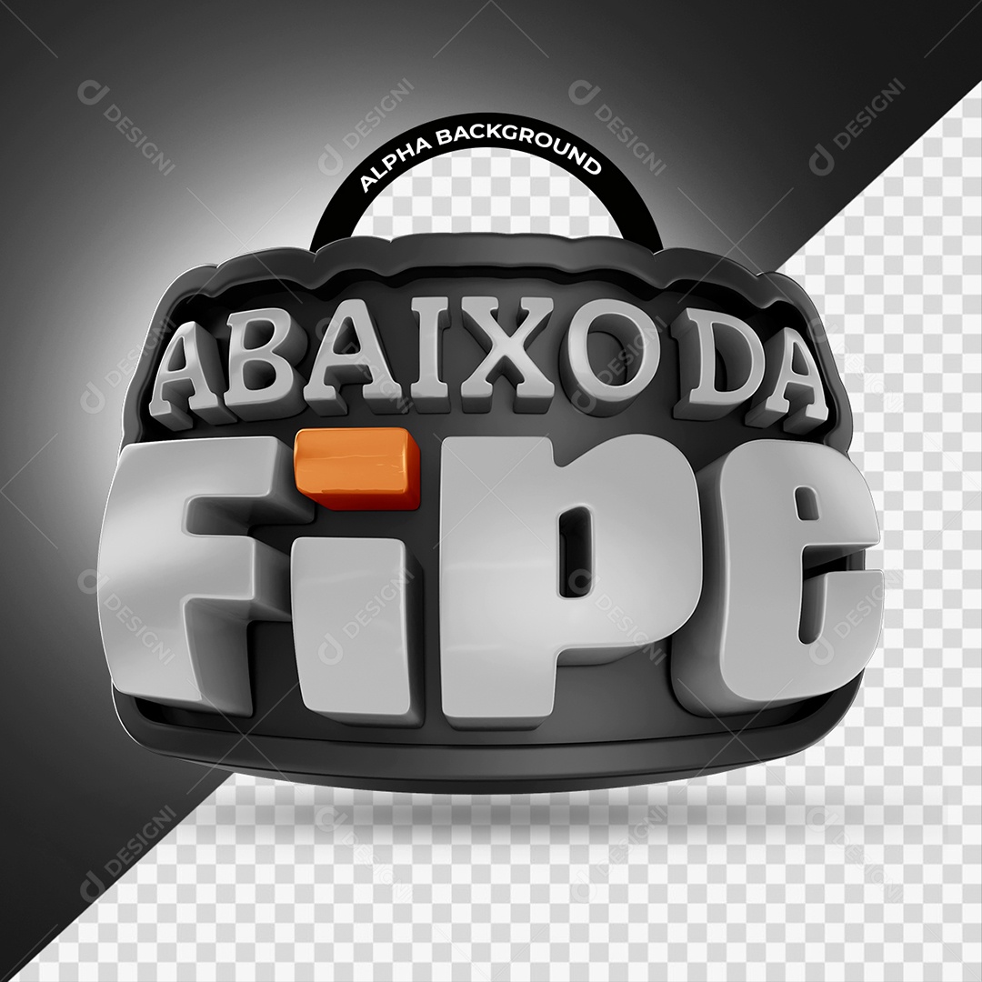 Abaixo da Fipe Selo 3D Branco e Preto para Composição PSD