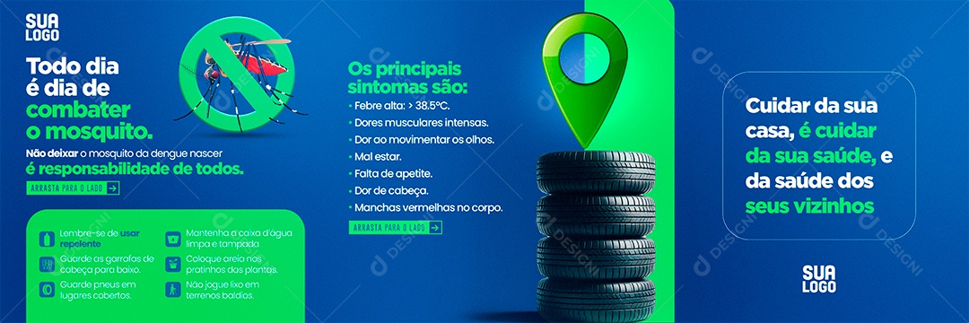 Social Media Dengue Sintomas PSD Editável