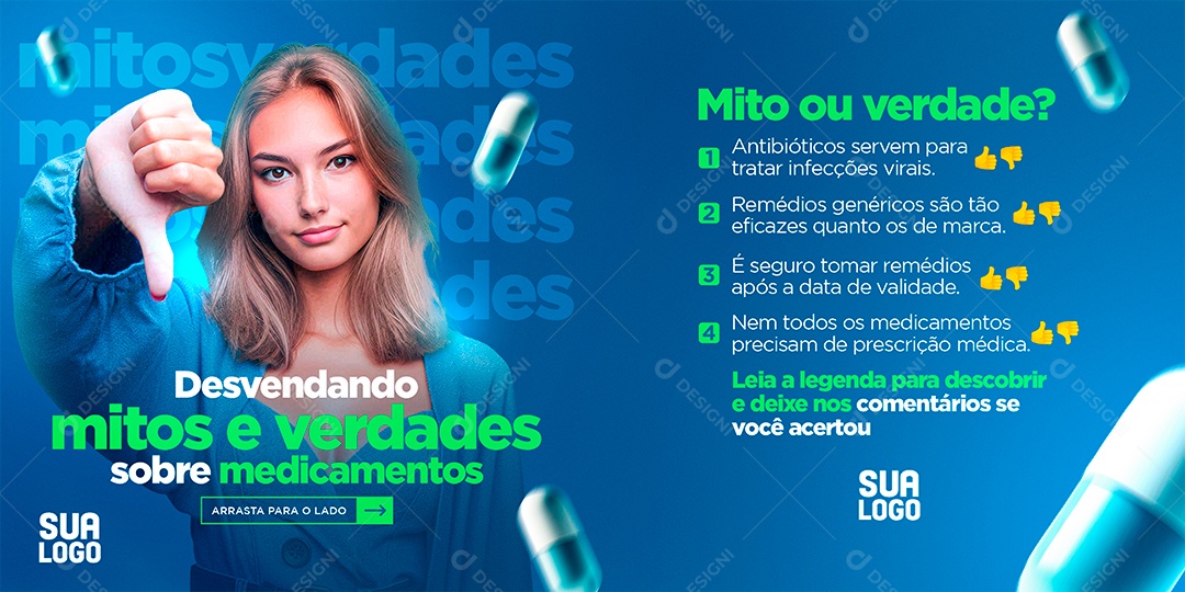 Social Media Farmacia Mitos e Verdades PSD Editável