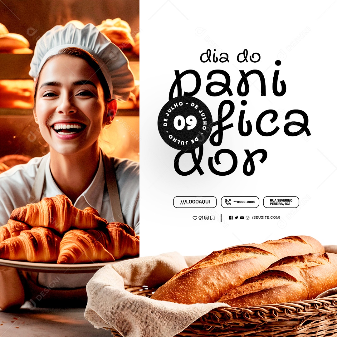 Dia do Panificador 08 de Julho Social Media PSD Editável