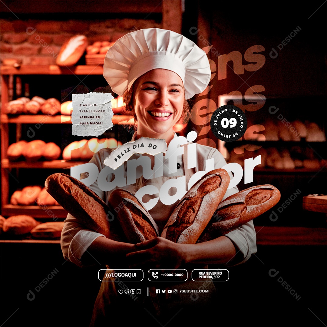 Feliz Dia do Panificador 08 de Julho a Arte de Transformar Social Media PSD Editável