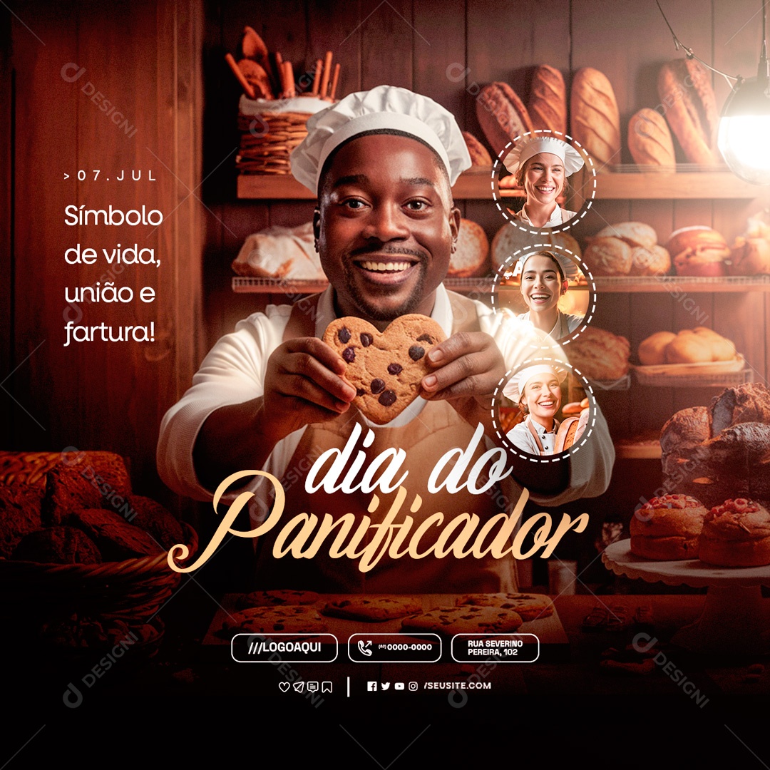Dia do Panificador 08 de Julho Símbolo de Vida Social Media PSD Editável