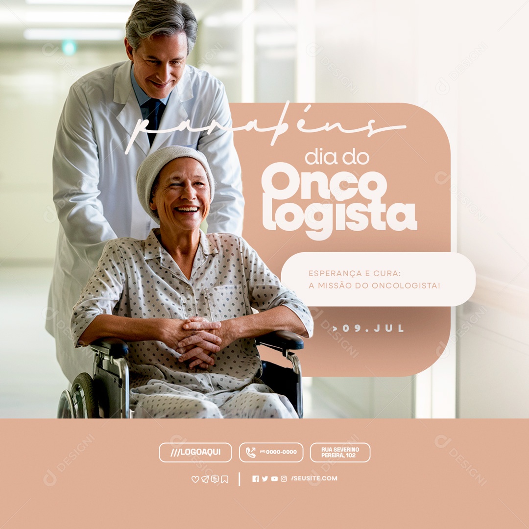 Dia do Oncologista 09 de Julho Esperança e Cura Social Media PSD Editável