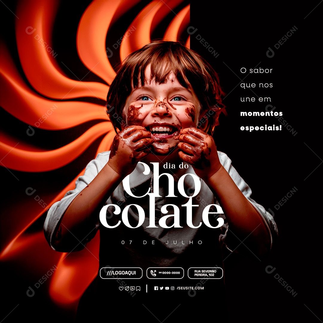 Dia do Chocolate 07 de Julho o Sabor que nos Une Social Media PSD Editável