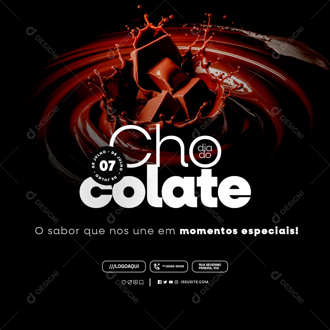 Dia do Chocolate 07 de Julho o Sabor que nos Une em Momentos Especiais Social Media PSD Editável
