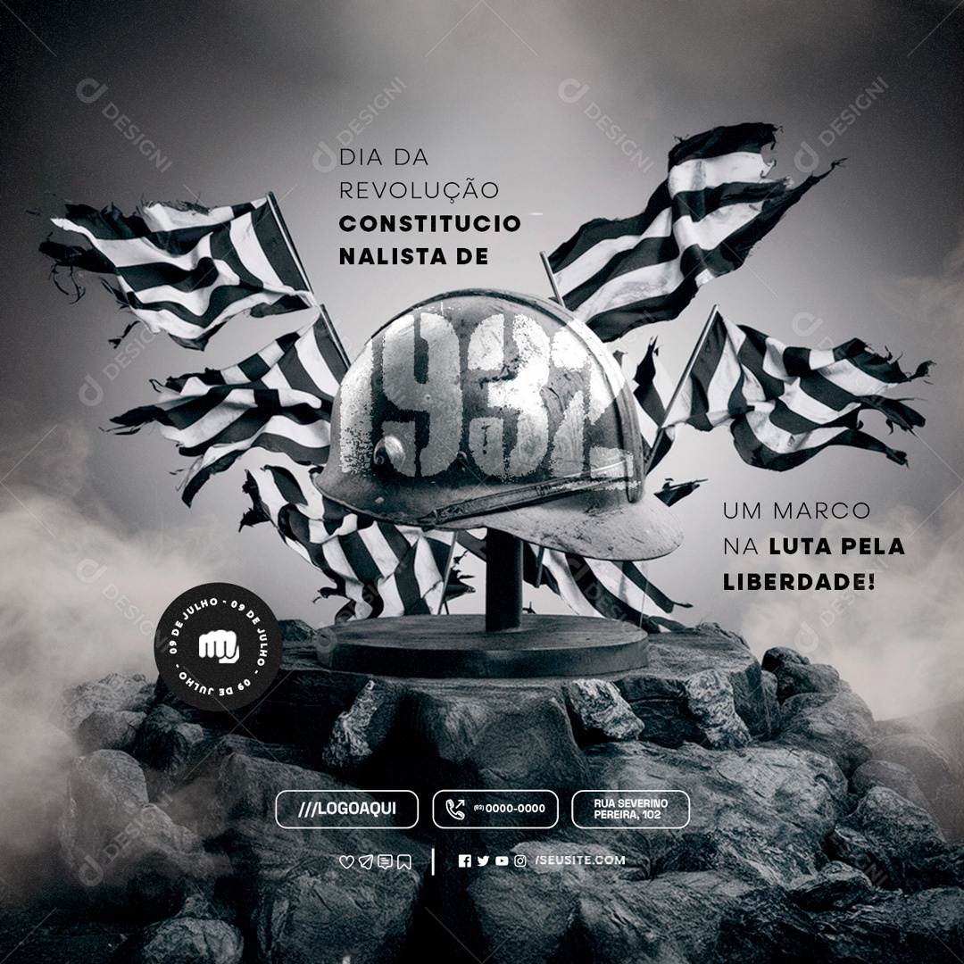 Dia da Revolução Constitucionalista de 1932 09 de Julho um Marco na Luta Social Media PSD Editável