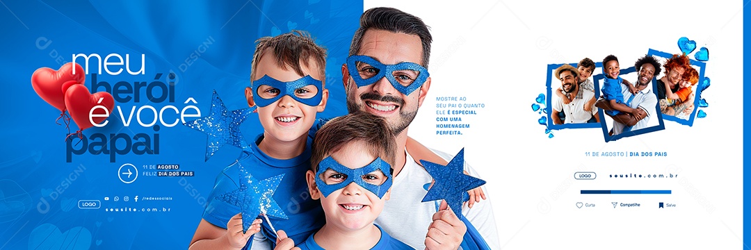 Carrossel Dia Dos Pais 11 de Agosto meu Herói Social Media PSD Editável