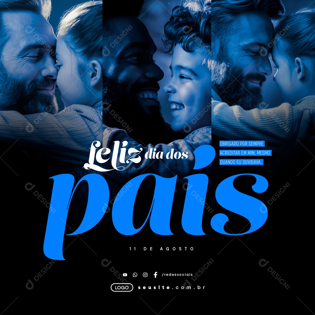 Dia Dos Pais 11 de Agosto Obrigado Social Media PSD Editável