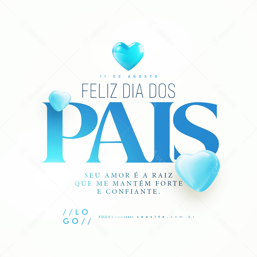 Feliz Dia Dos Pais 11 de Agosto Social Media PSD Editável