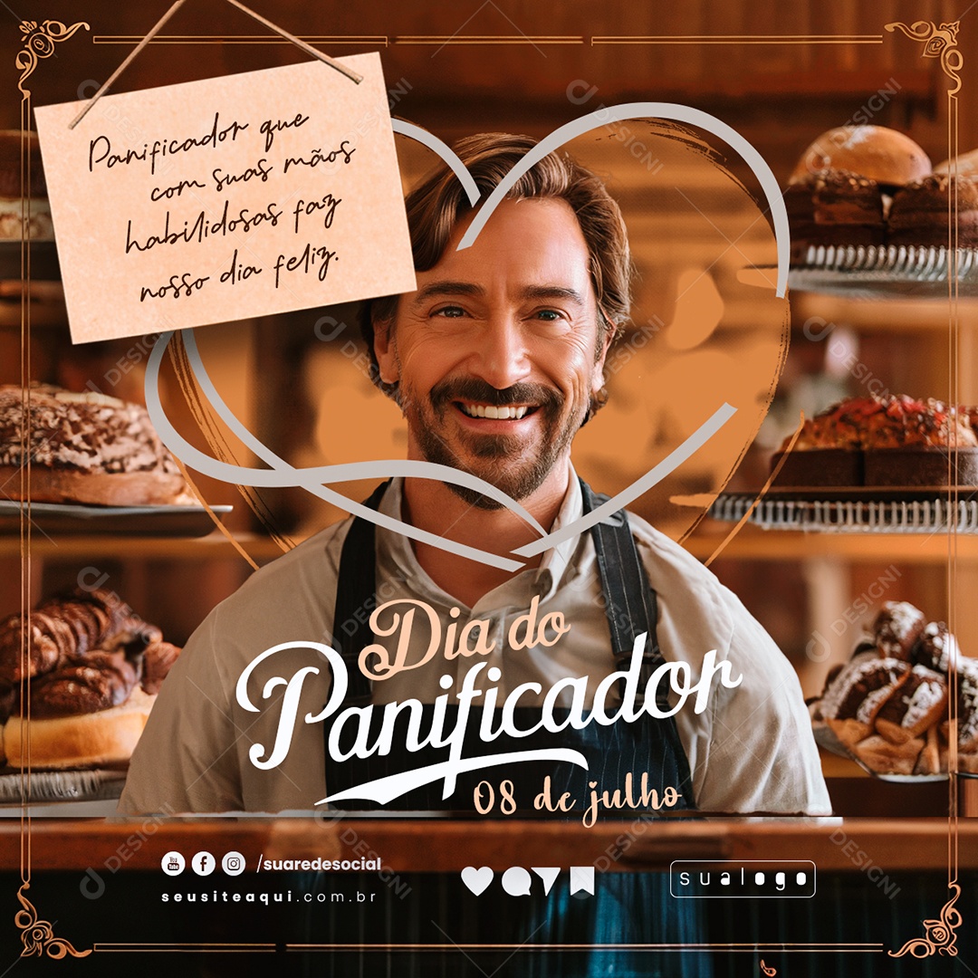 Dia do Panificador 08 de Julho Mãos Habilidosas Social Media PSD Editável