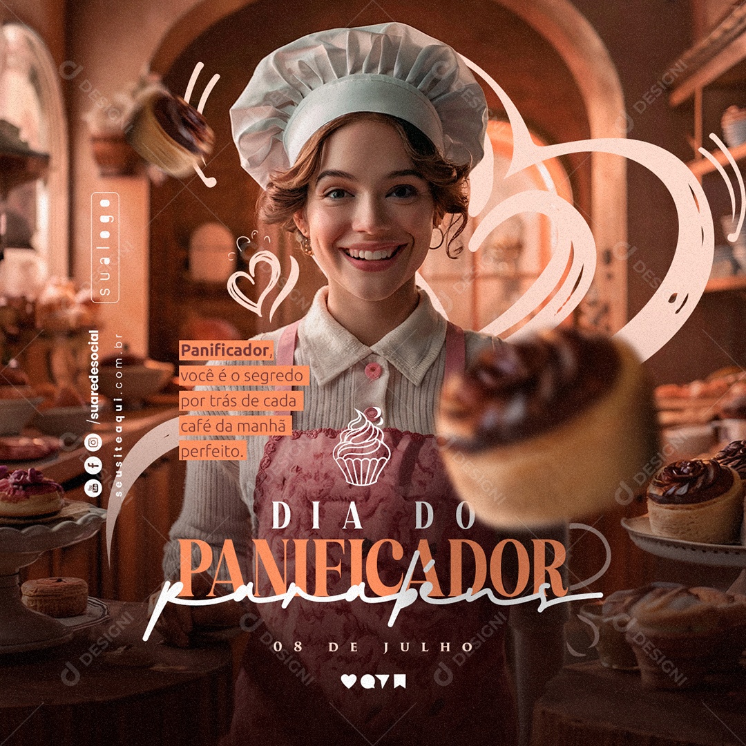 Dia do Panificador 08 de Julho Você é o Segredo Social Media PSD Editável