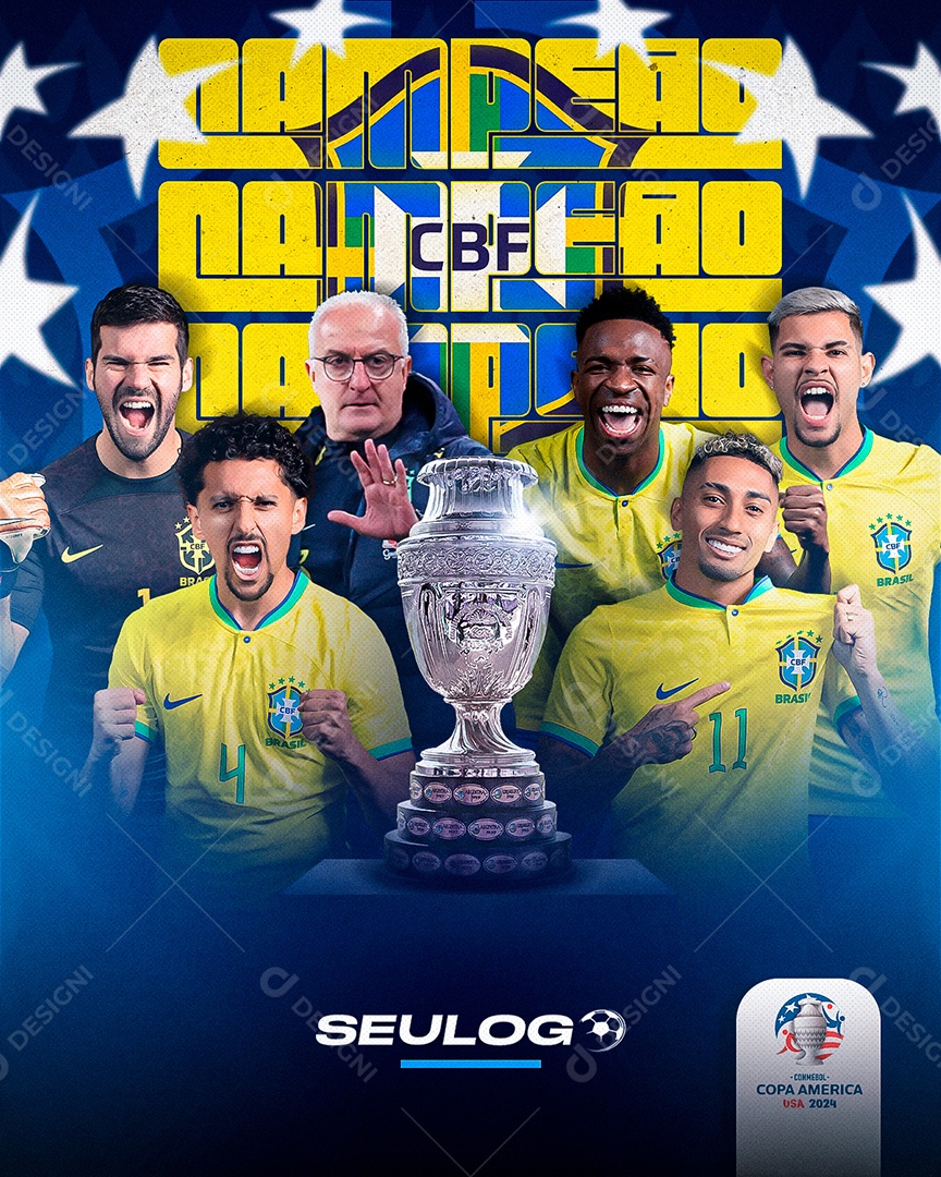 Copa América Brasil Campeão Social Media PSD Editável