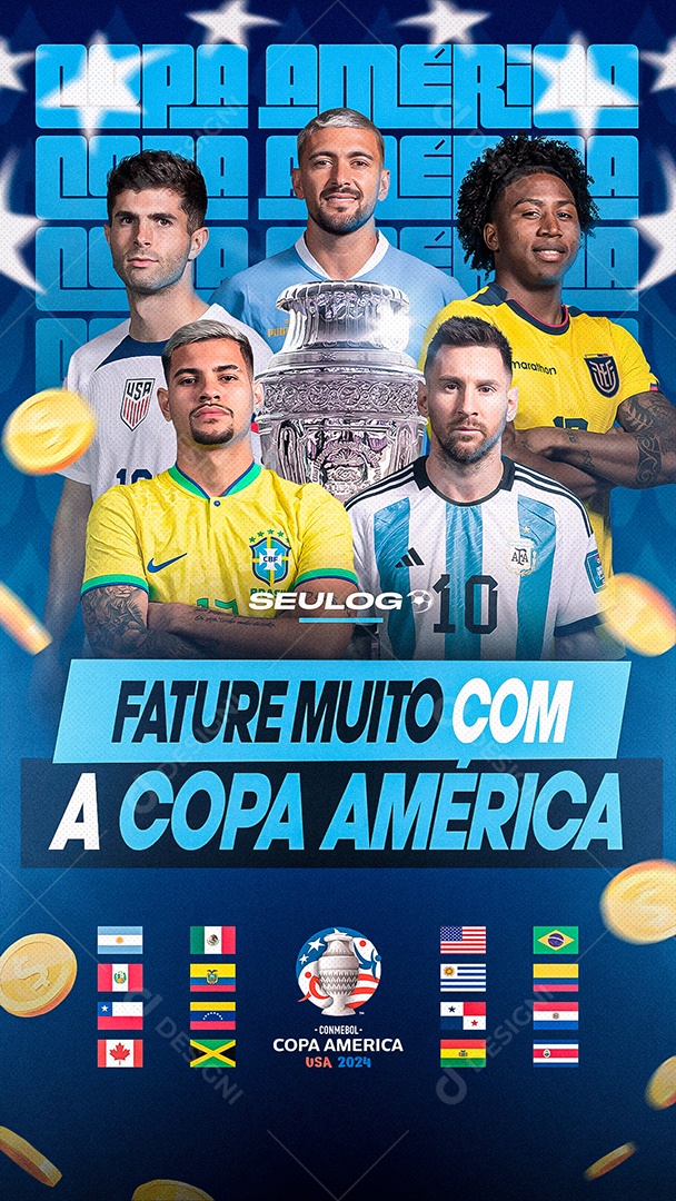 Copa America Fature Alto Casa de Aposta Story PSD Editável