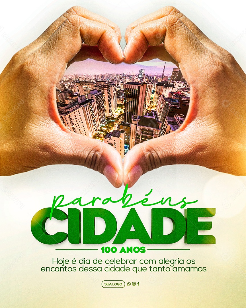 Social Media Parabéns Cidade PSD Editável