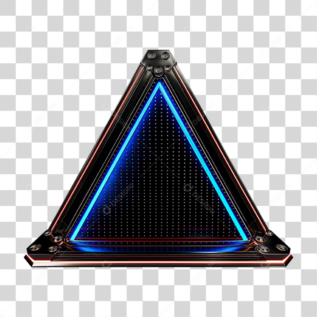 Elemento 3D Placa de Metal com Neon PNG Transparente