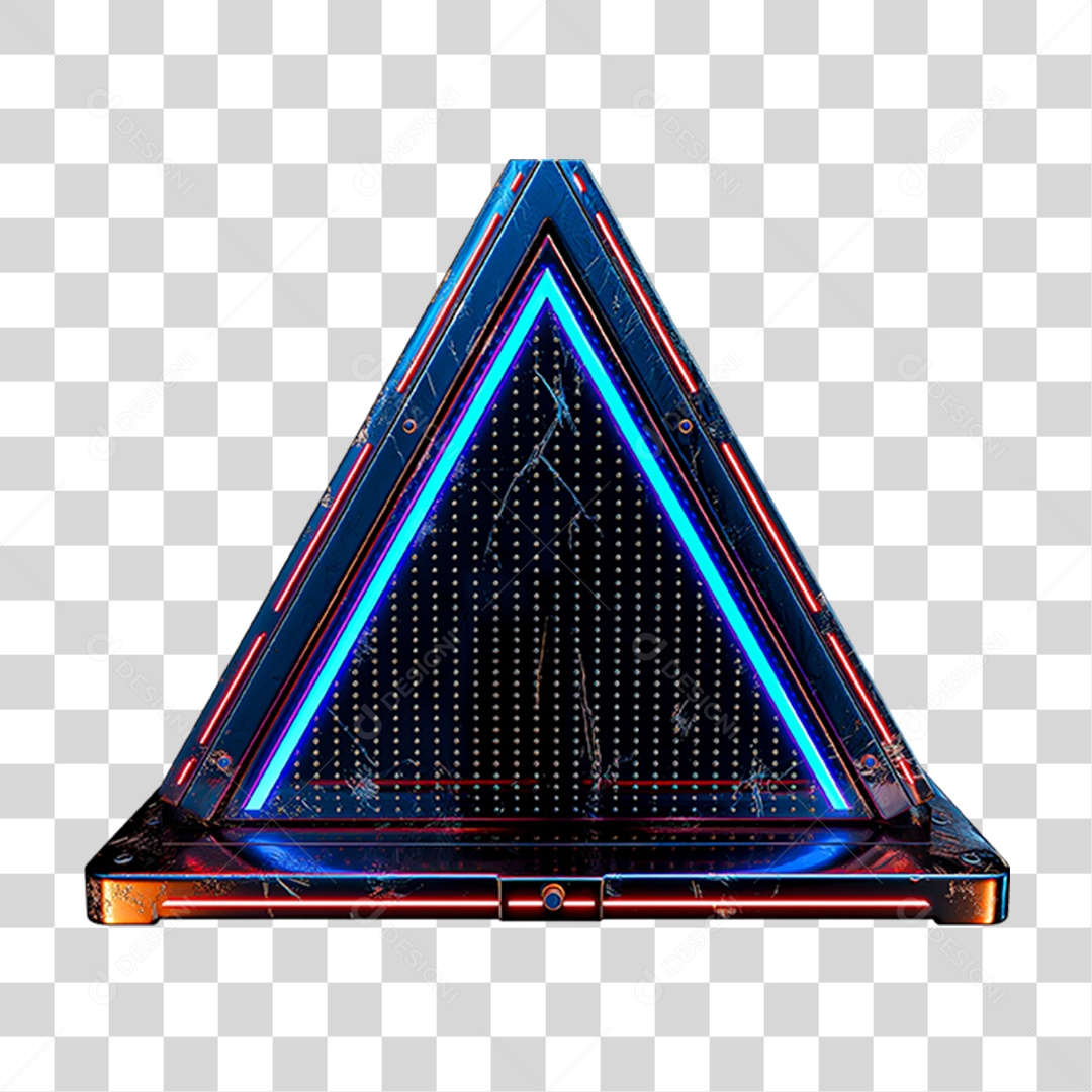 3D Metal Plate Element with Neon Transparent PNG