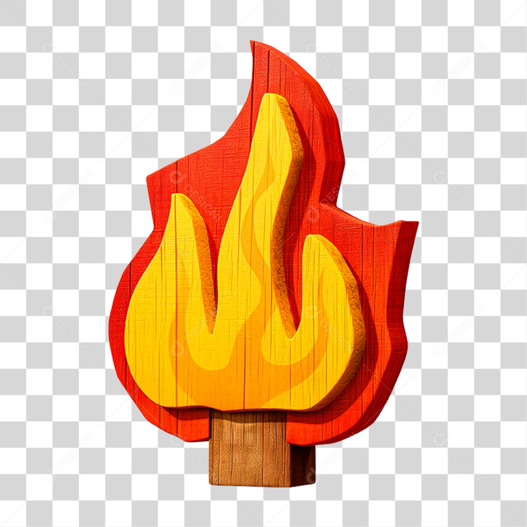 Elemento 3D Chama de Madeira PNG Transparente