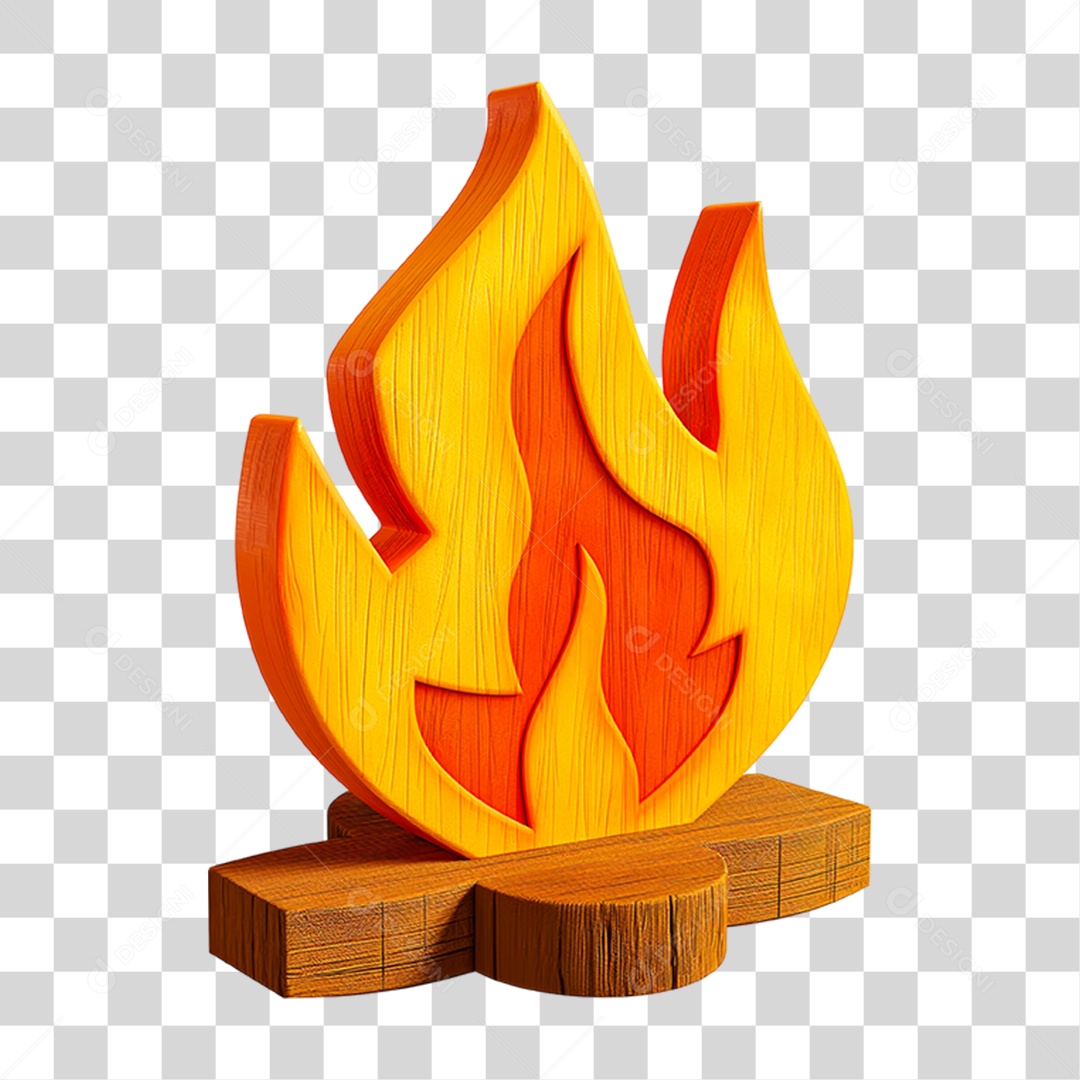 Elemento 3D Chama de Madeira PNG Transparente