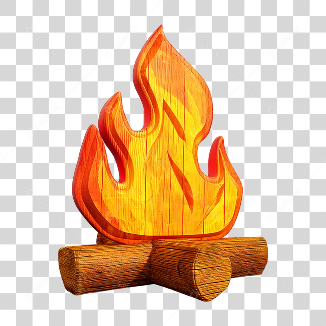 Elemento 3D Chama de Madeira PNG Transparente