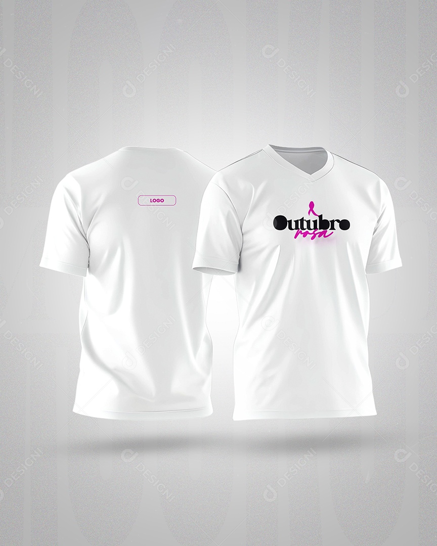 Mockup de Camiseta Branco Outubro Rosa PSD Editável