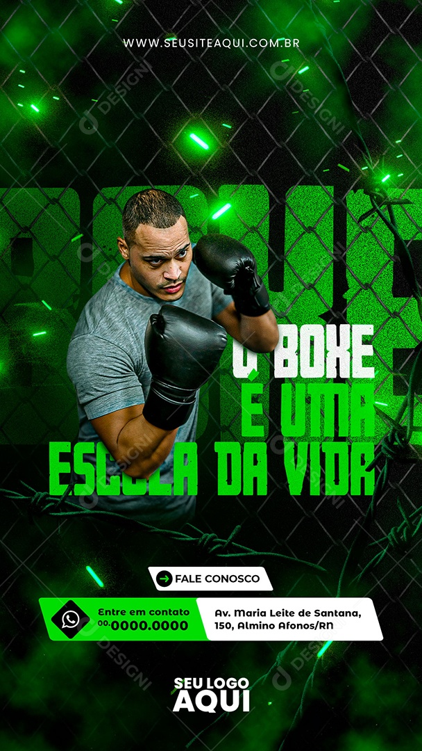 Story Aulas de Boxe Luta Social Media PSD Editável