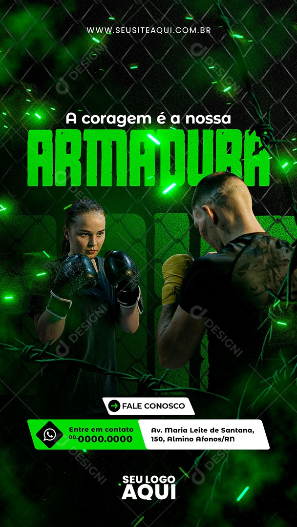 Story Aulas de Boxe Luta Social Media PSD Editável