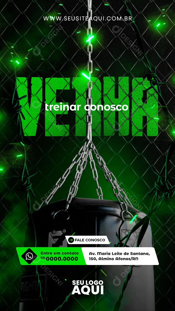 Story Aulas de Boxe Luta Social Media PSD Editável