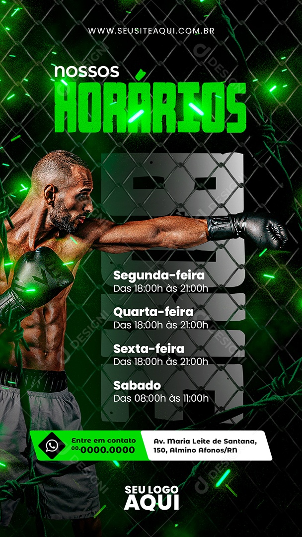 Story Aulas de Boxe Luta Social Media PSD Editável