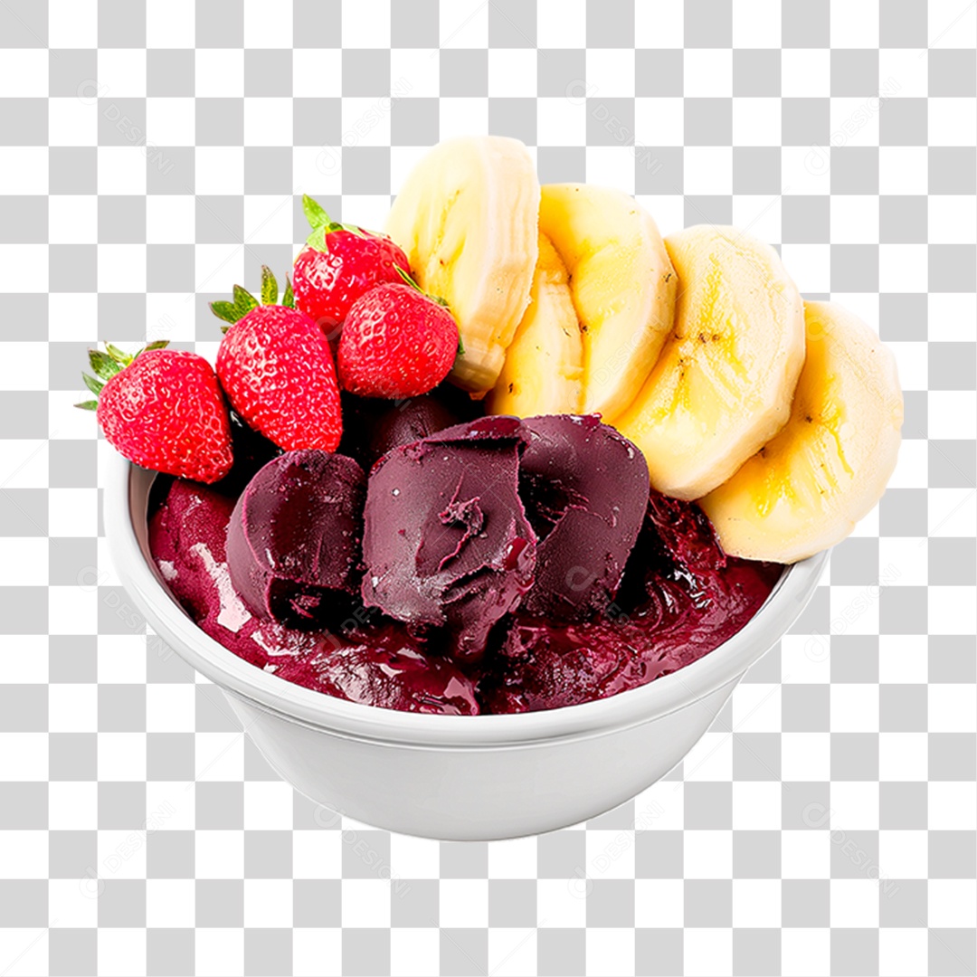 Pote de Açaí com Frutas PNG Transparente