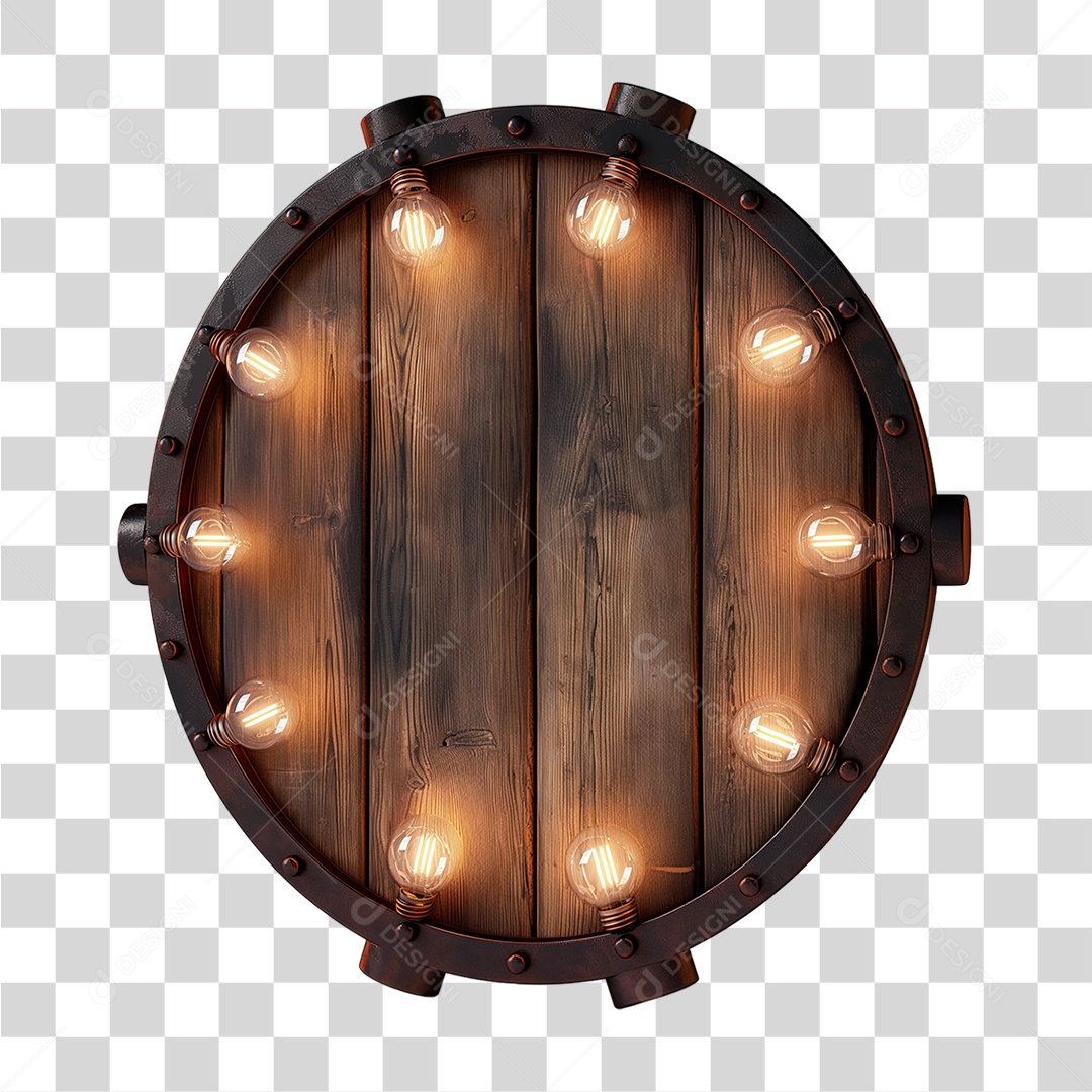Placa de Madeira com Lâmpadas PNG Transparente