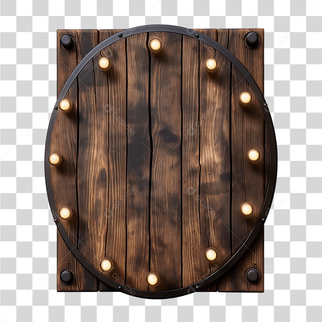 Placa de Madeira com Lâmpadas PNG Transparente