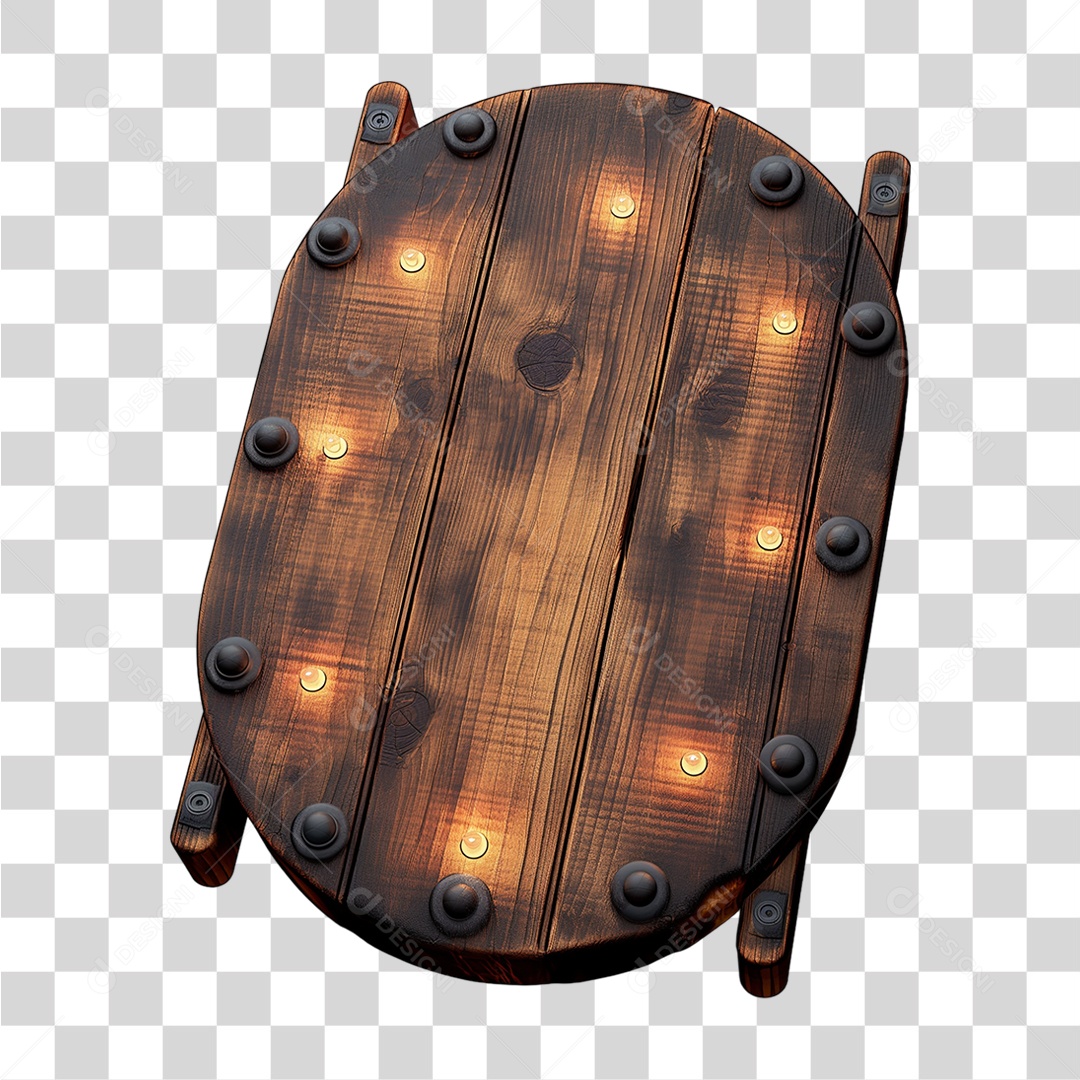 Placa de Madeira com Lâmpadas PNG Transparente