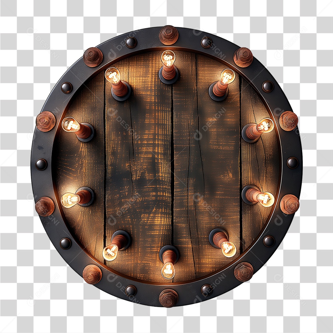 Placa de Madeira com Lâmpadas PNG Transparente
