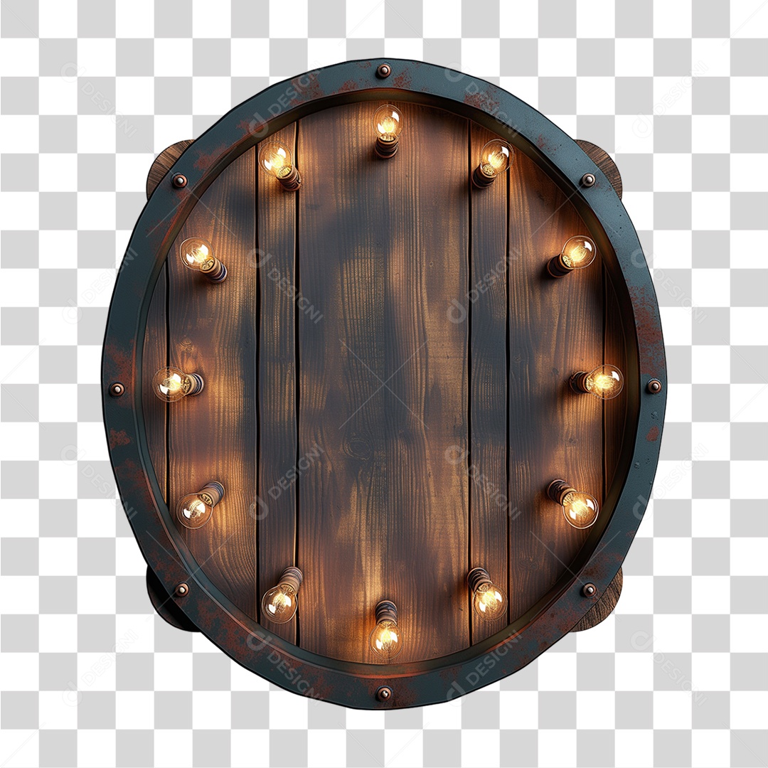 Placa de Madeira com Lâmpadas PNG Transparente