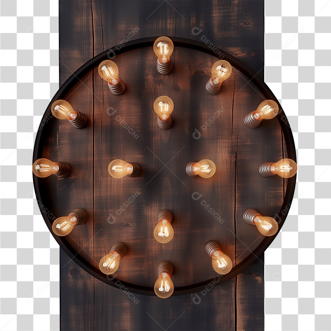 Placa de Madeira com Lâmpadas PNG Transparente