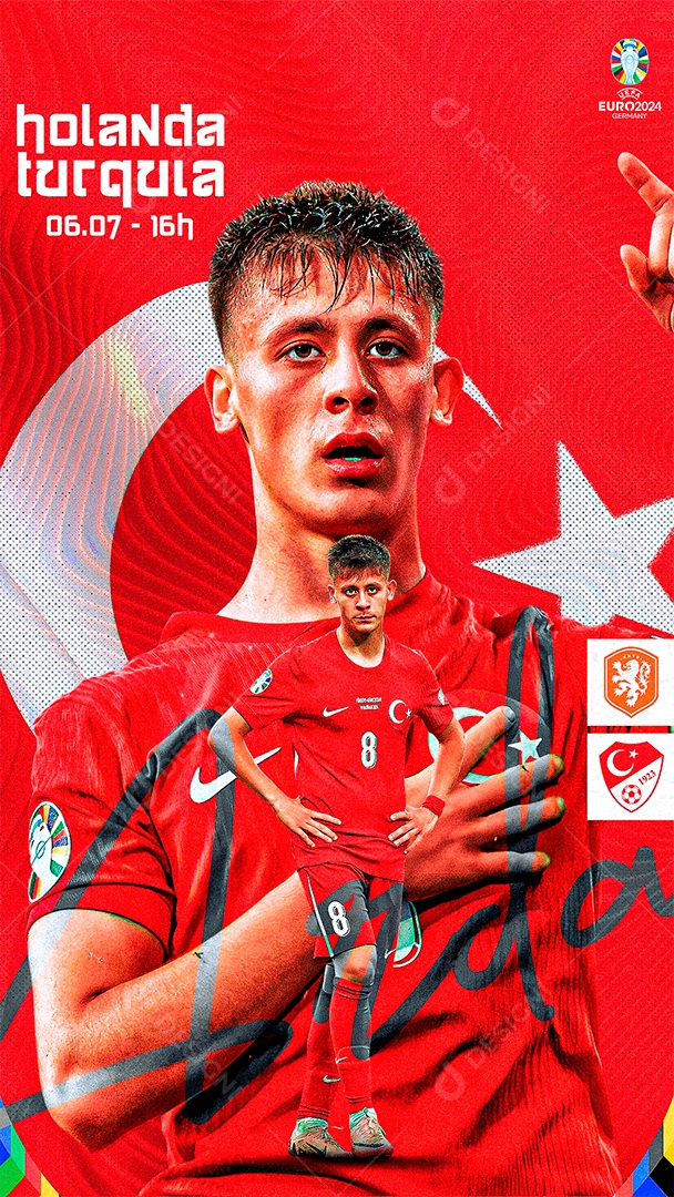 Flyer Matchday Arda Guler Turquia Social Media PSD Editável