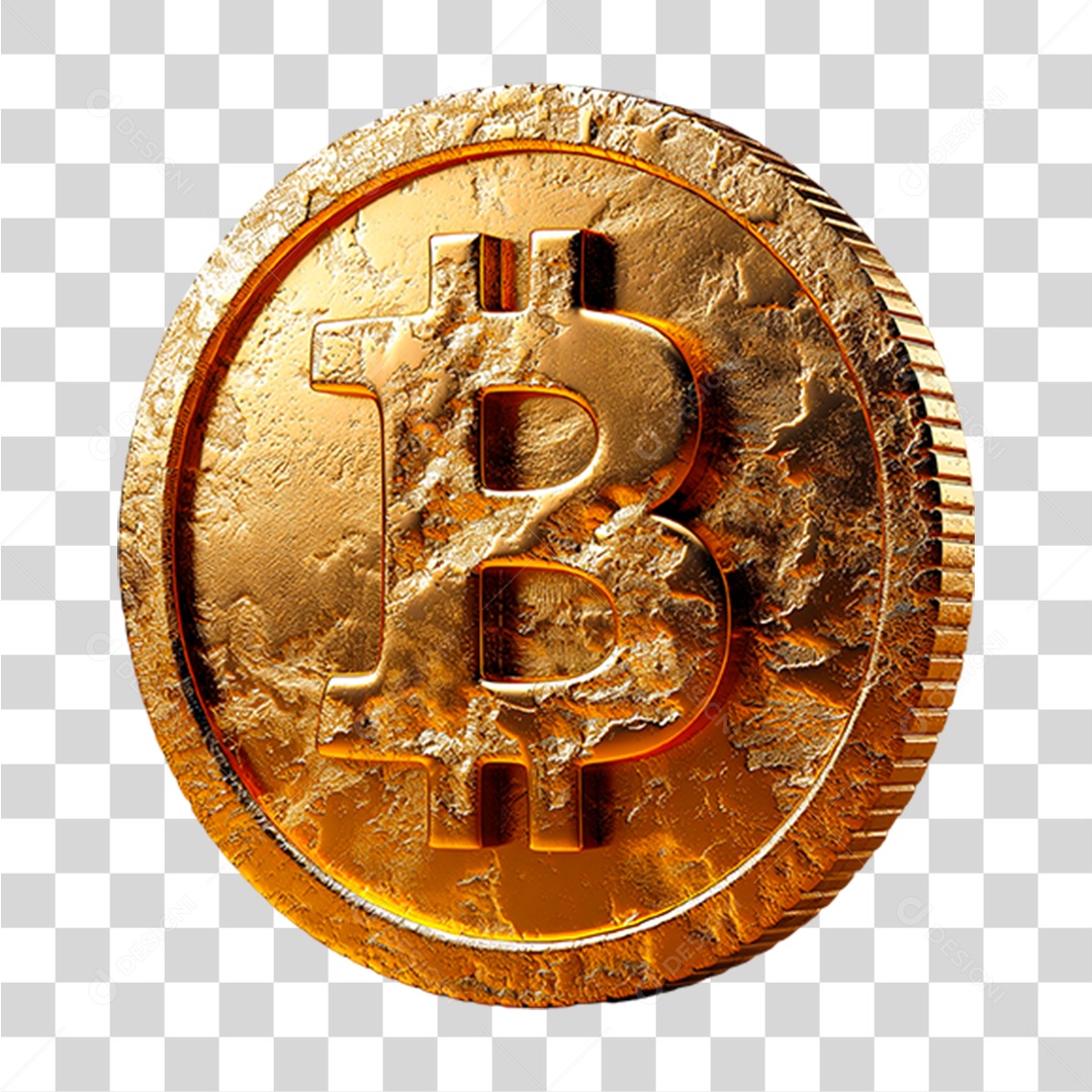Moeda Dourada Bitcoin PNG Transparente