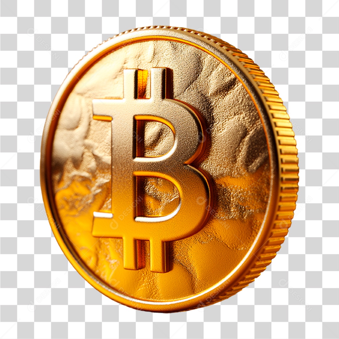 Moeda Dourada Bitcoin PNG Transparente