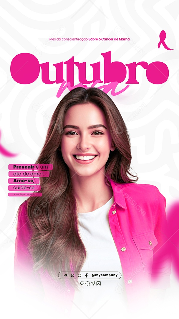 Story Outubro Rosa Prevenir é um Ato de Amor Social Media PSD Editável