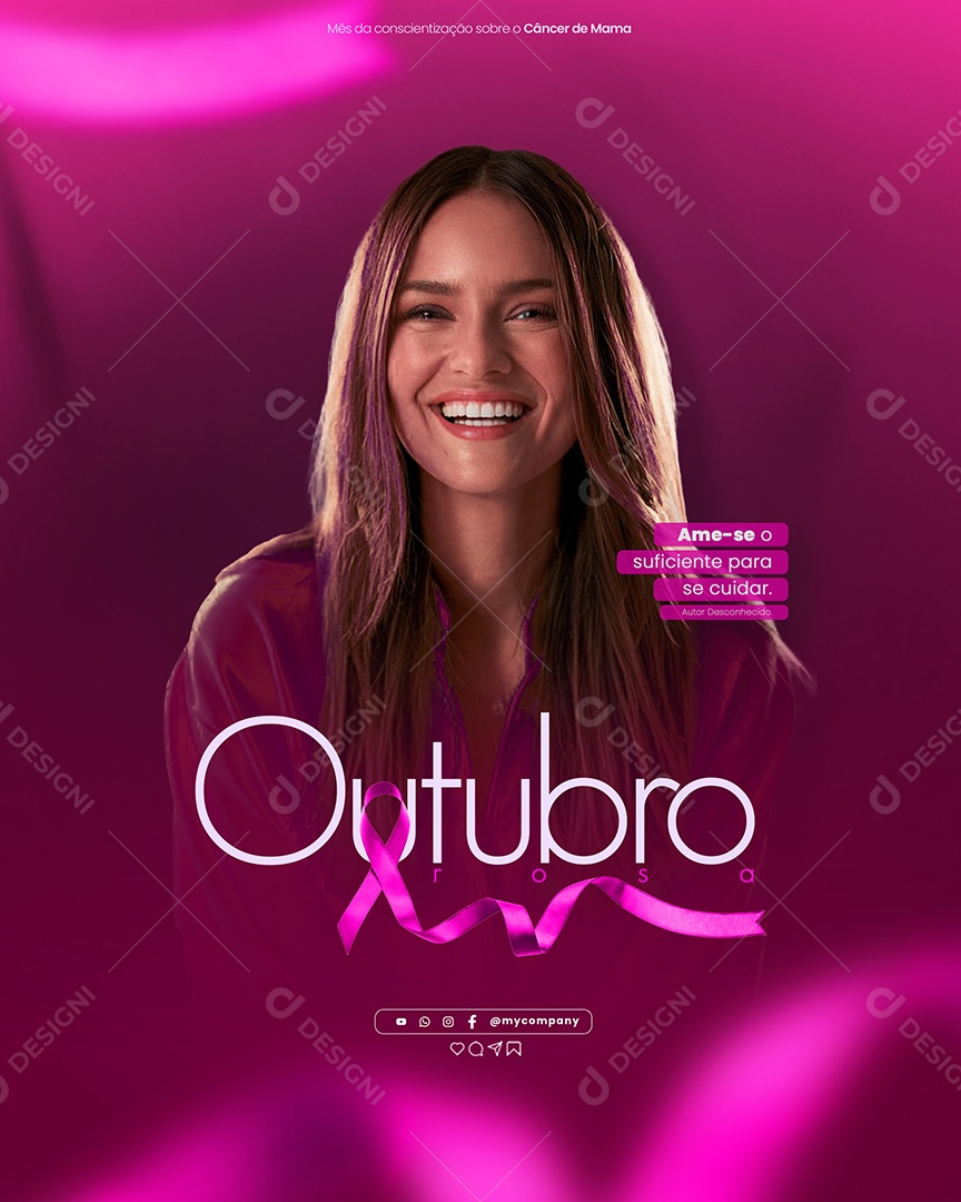 Outubro Rosa Ame-se Social Media PSD Editável