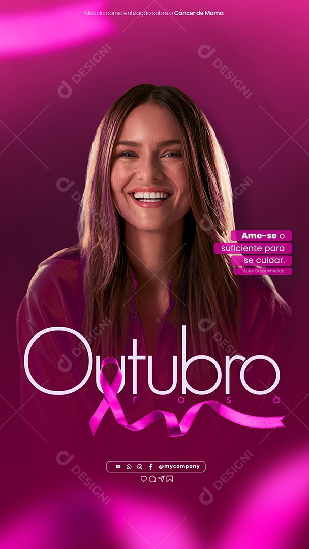 Story Outubro Rosa Ame-se Social Media PSD Editável