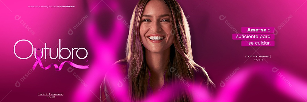 Carrossel Outubro Rosa Ame-se Social Media PSD Editável