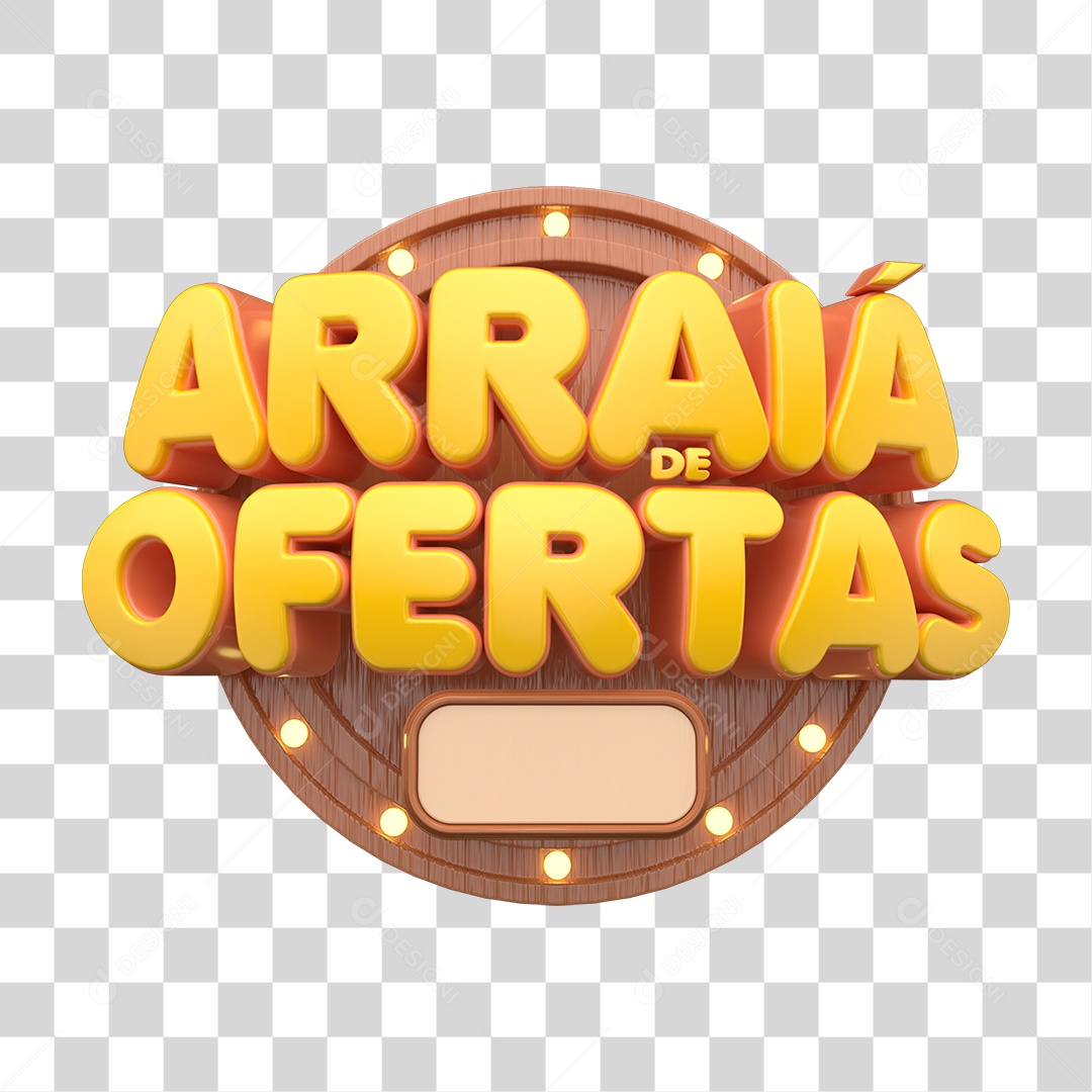 Arraiá de Ofertas Selo 3D Para Composição PNG